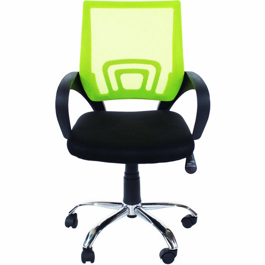 Loft Home Office Study Chair In Lime Green Mesh Back, Black Fabric Seat & Chrome Base