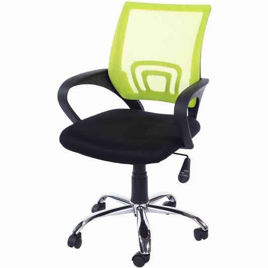 Loft Home Office Study Chair In Lime Green Mesh Back, Black Fabric Seat & Chrome Base