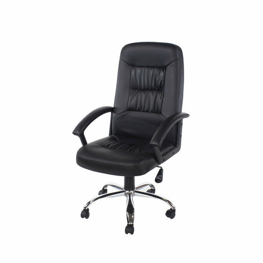 Loft Home Office chair in high back in black faux leather & chrome base