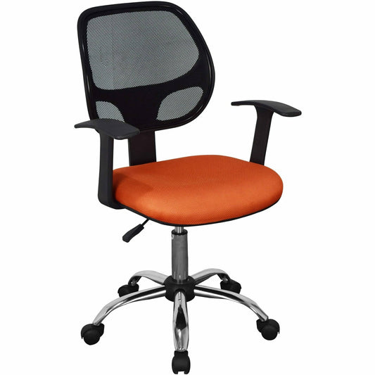 Loft Home Office Home Office Chair In Black Mesh Back, Orange Fabric Seat With Chrome Base
