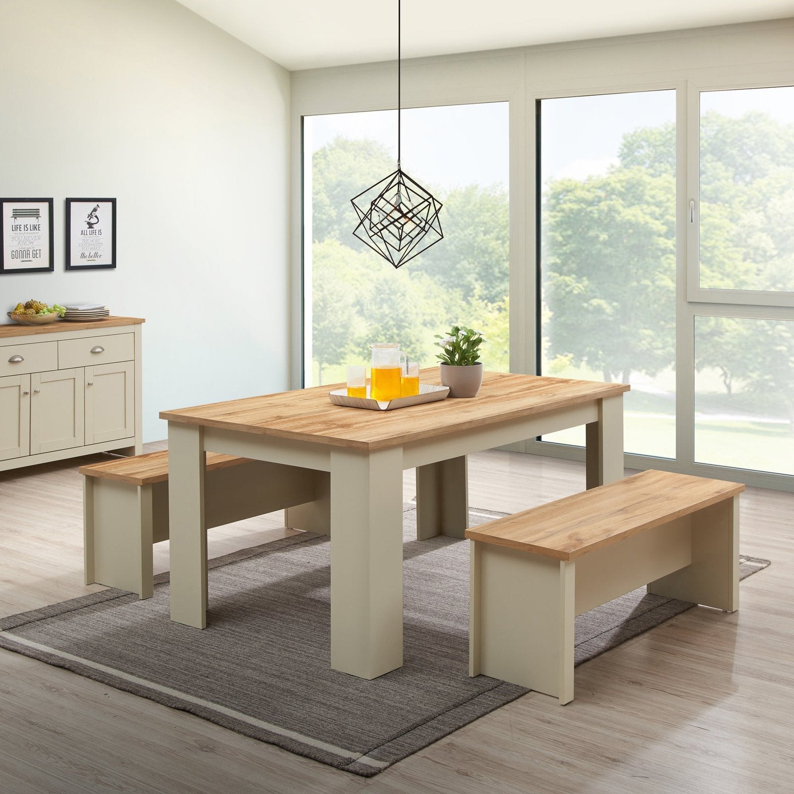Lisbon 150cm Dining Table Set with 2 Benches