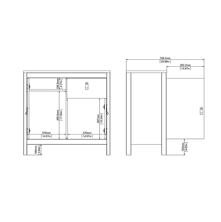 Madrid Sideboard with 2 Doors & 1 Drawer