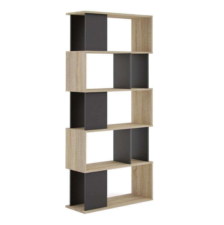 Maze 4 Shelf Open Bookcase in Oak & Black