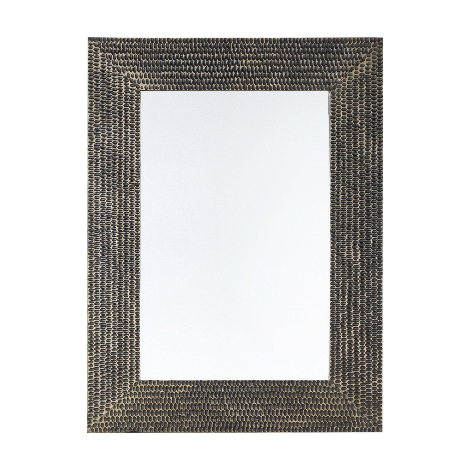 Mississippi Rectangular Carved Mirror - Deep Mango Wood Frame - Hand-Carved Detailing