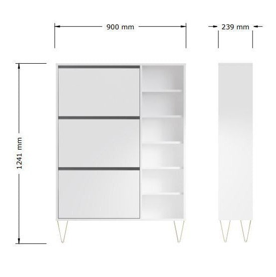 Monaco 3 Drawer Shoe Cabinet in White