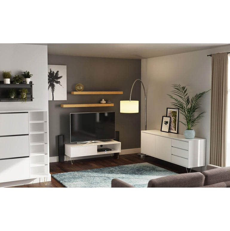 Monaco TV Cabinet With 2 Drawers In White