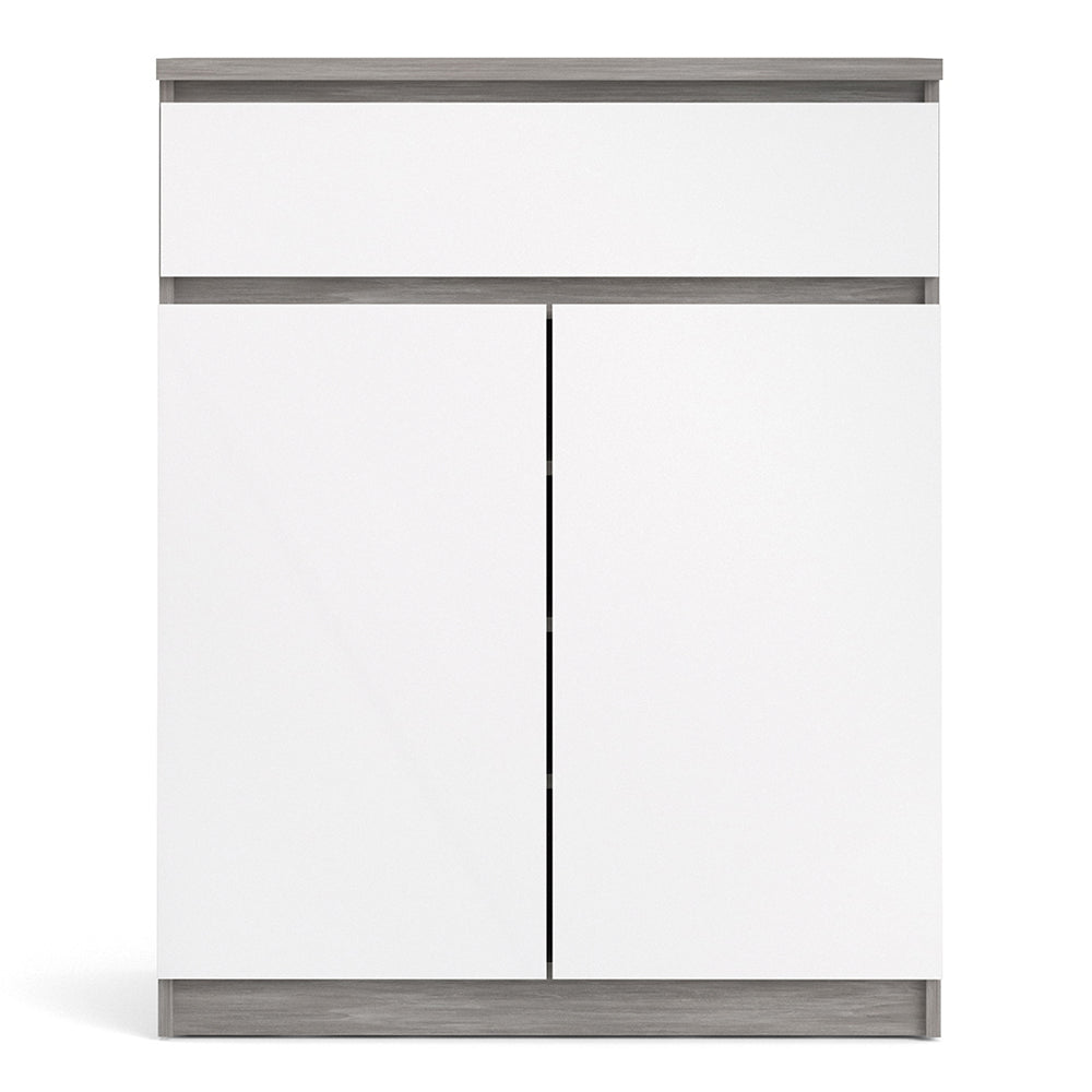 Naia Sideboard with 1 Drawer & 2 Doors in Concrete Grey & High Gloss White