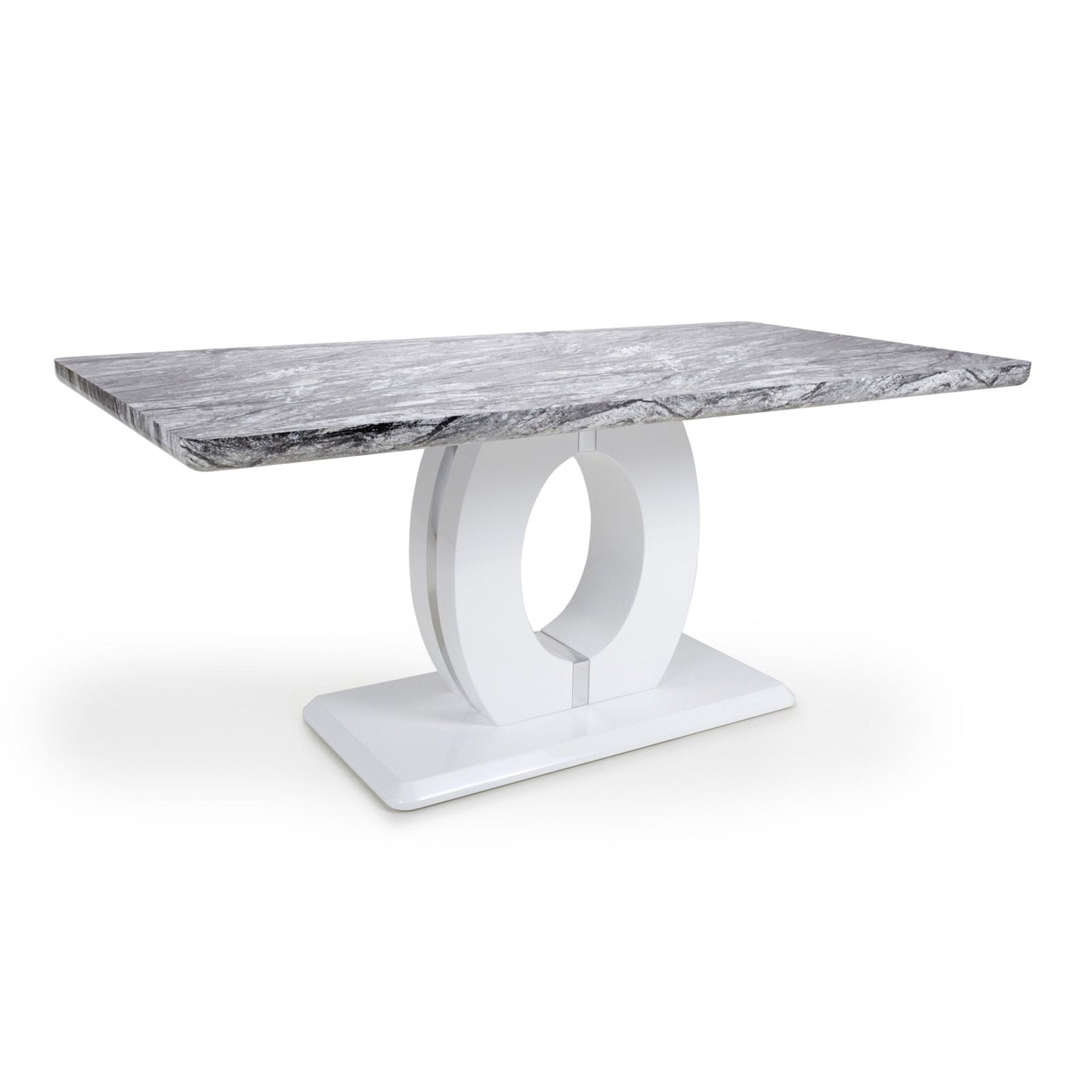 Neptune Large Marble Effect Grey/White Dining Table