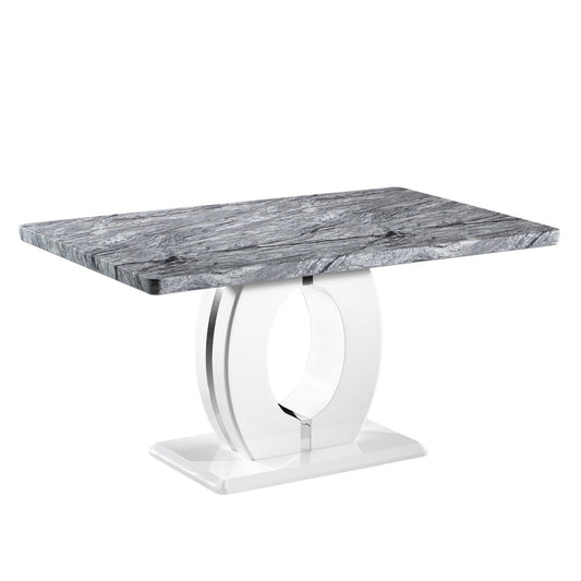 Neptune Medium Marble Effect Grey/White Dining Table