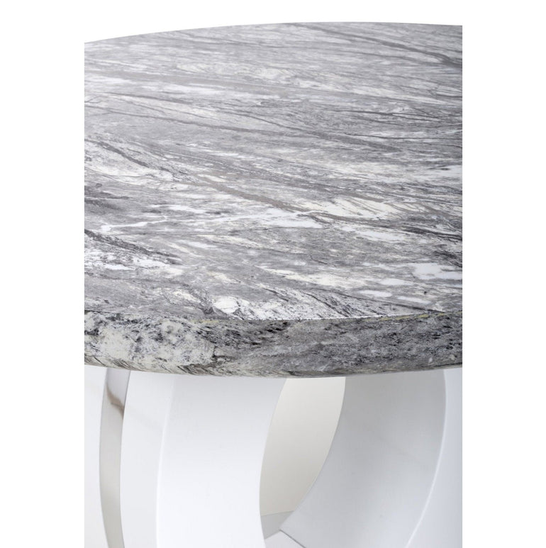 Neptune Round Marble Effect Grey/White Dining Table
