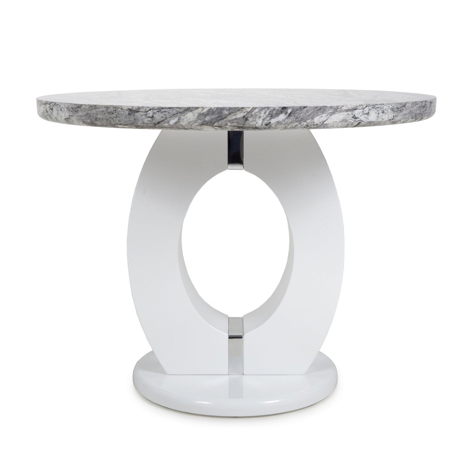 Neptune Round Marble Effect Grey/White Dining Table