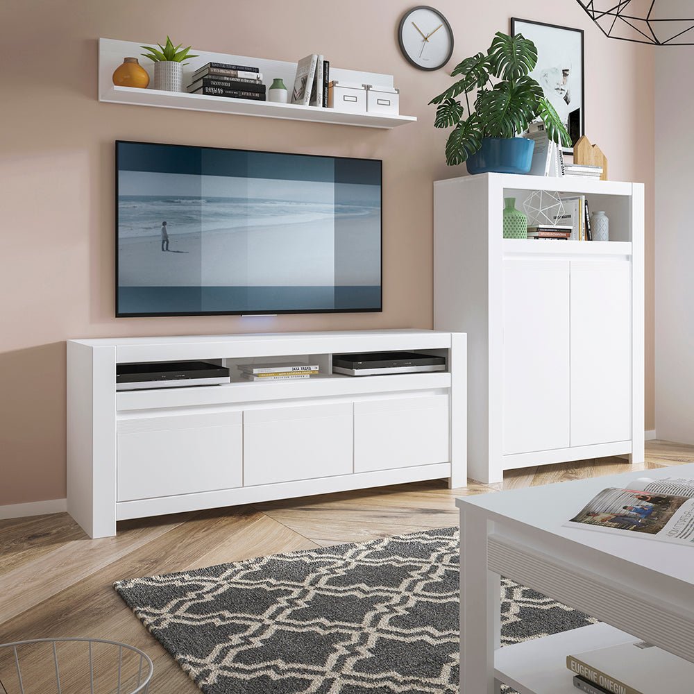 Novi 3 Door TV Cabinet in Alpine White
