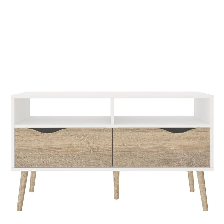 Oslo 2 Drawer TV Unit in White and Oak