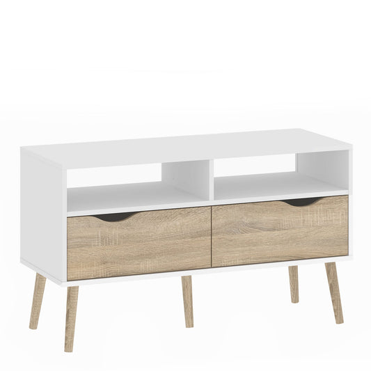 Oslo 2 Drawer TV Unit in White and Oak