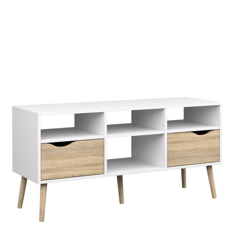 Oslo Wide TV Unit with 2 Drawers & 4 Shelves