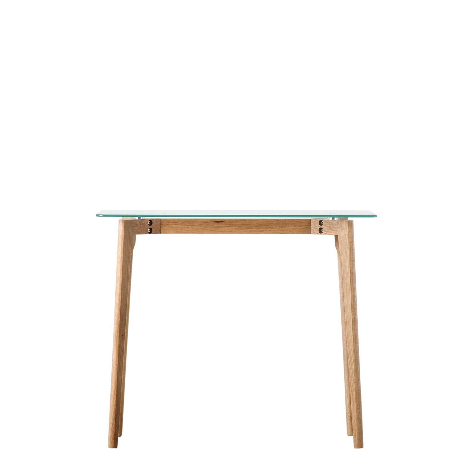 Palma Glass Console Table - Tempered Glass Top - Solid Oak Base