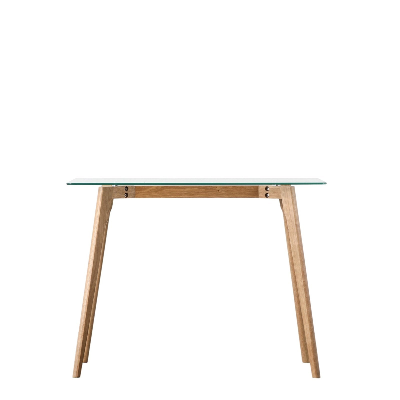 Palma Glass Desk - Tempered Glass Top - Solid Oak Base