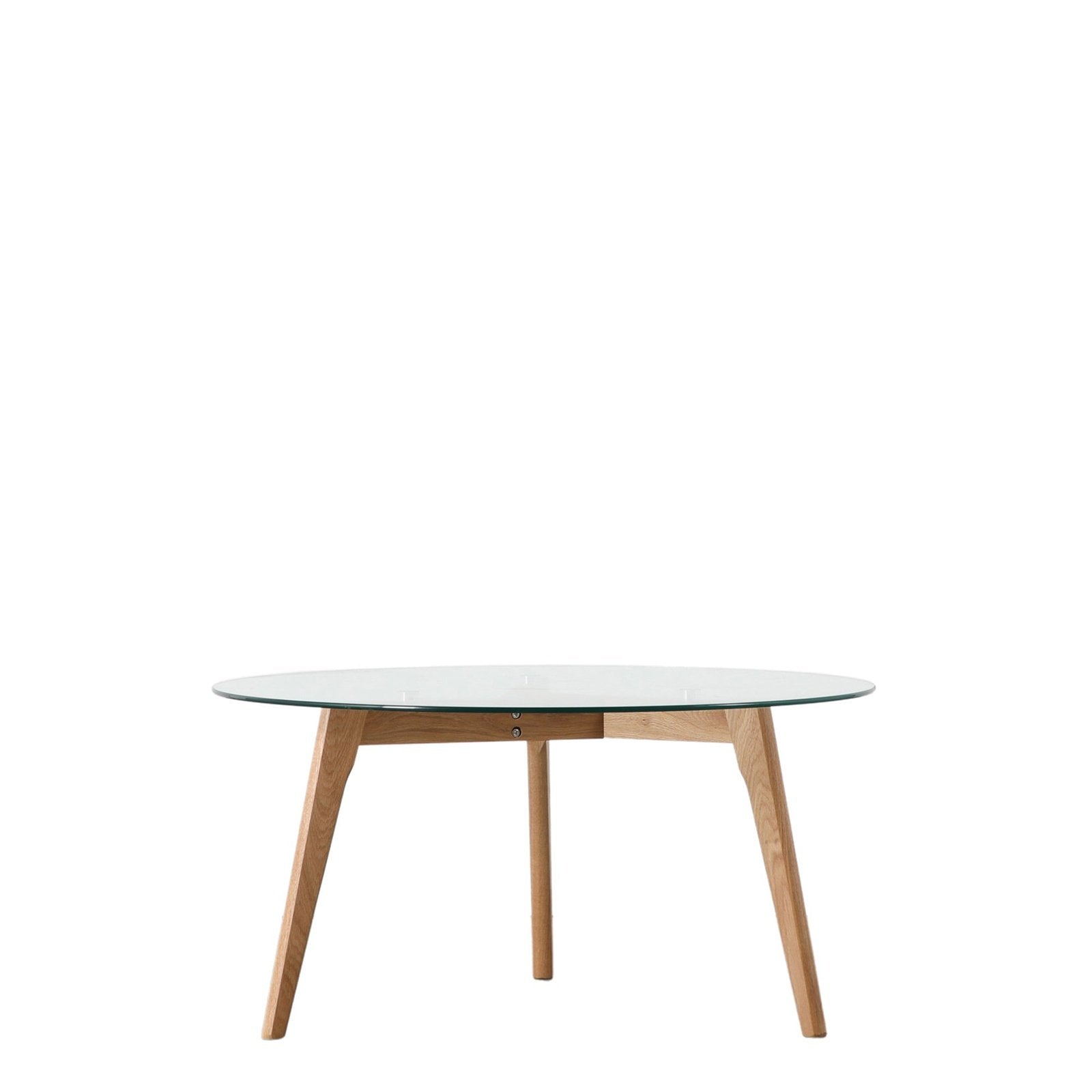 Palma Round Glass Coffee Table - Tempered Glass Top - Solid Oak Base