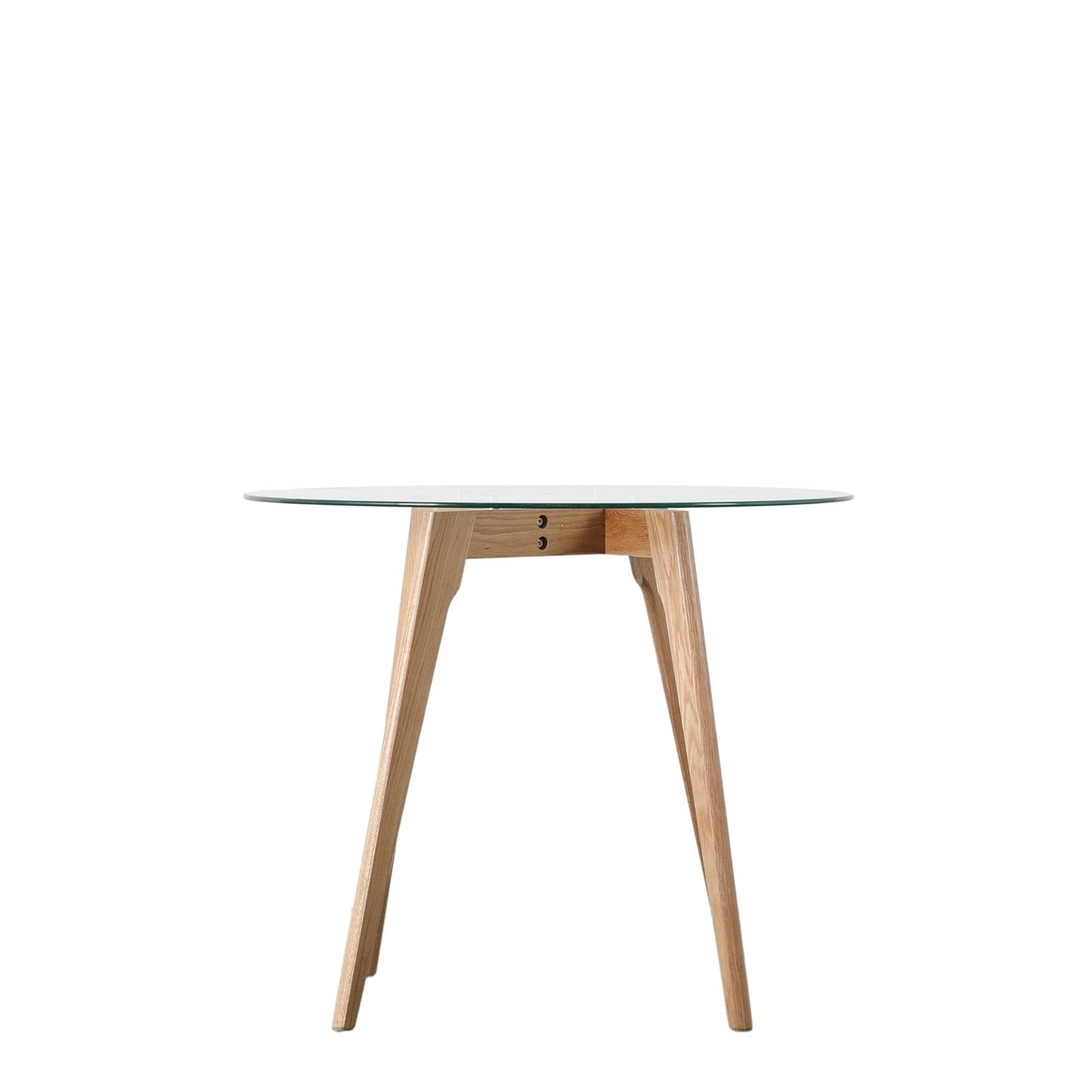 Palma Round Glass Dining Table - Tempered Glass Top - Solid Oak Base - Seats 4