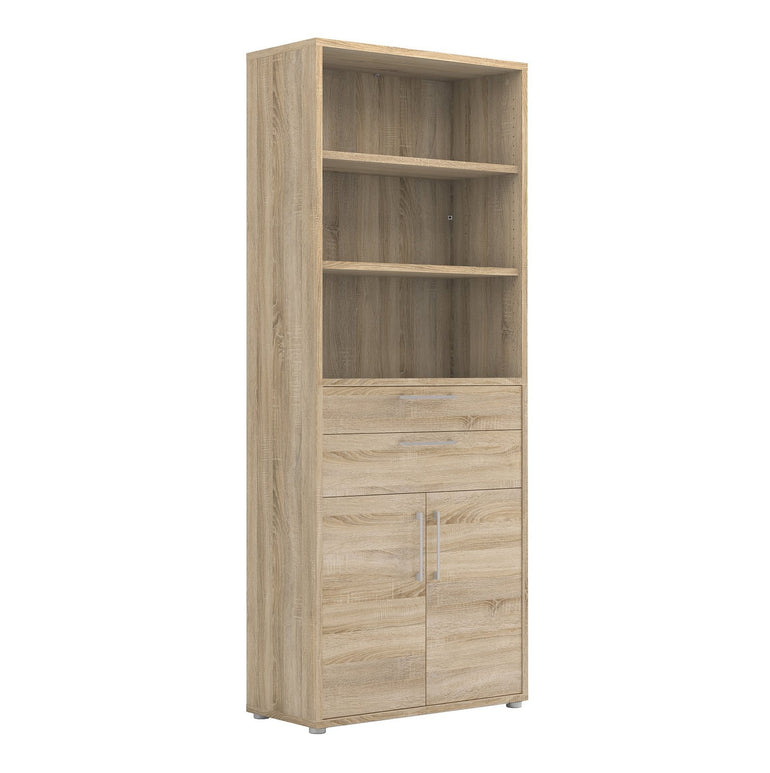 Prima 3 Shelf Bookcase with 2 Drawers & 2 Doors