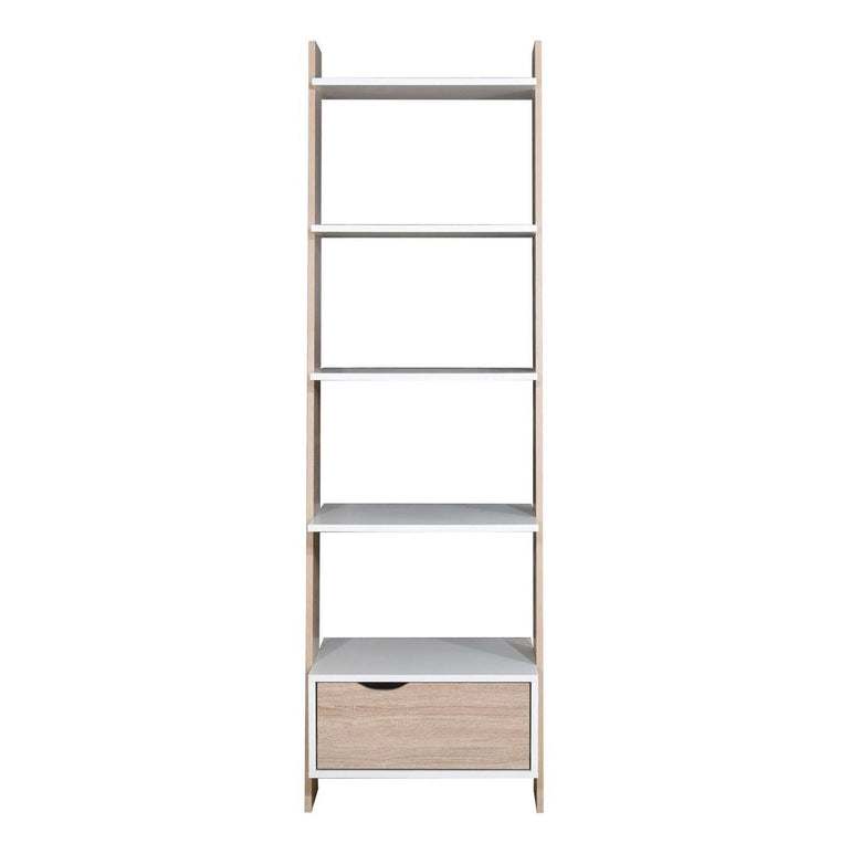 Pulford Scandinavian Ladder Bookcase with Drawer