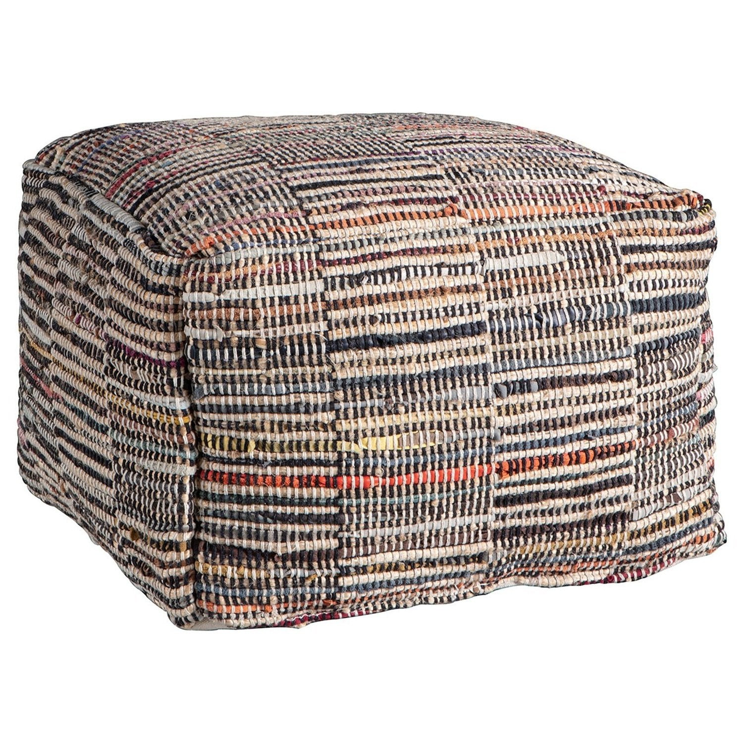 Rhode Island Pouffe - Multicolor Patchwork Footrest - Hand Loomed