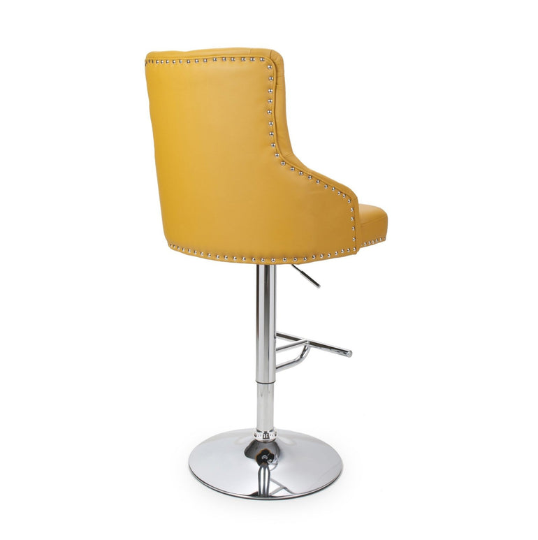 Rocco Yellow Leather Bar Stool