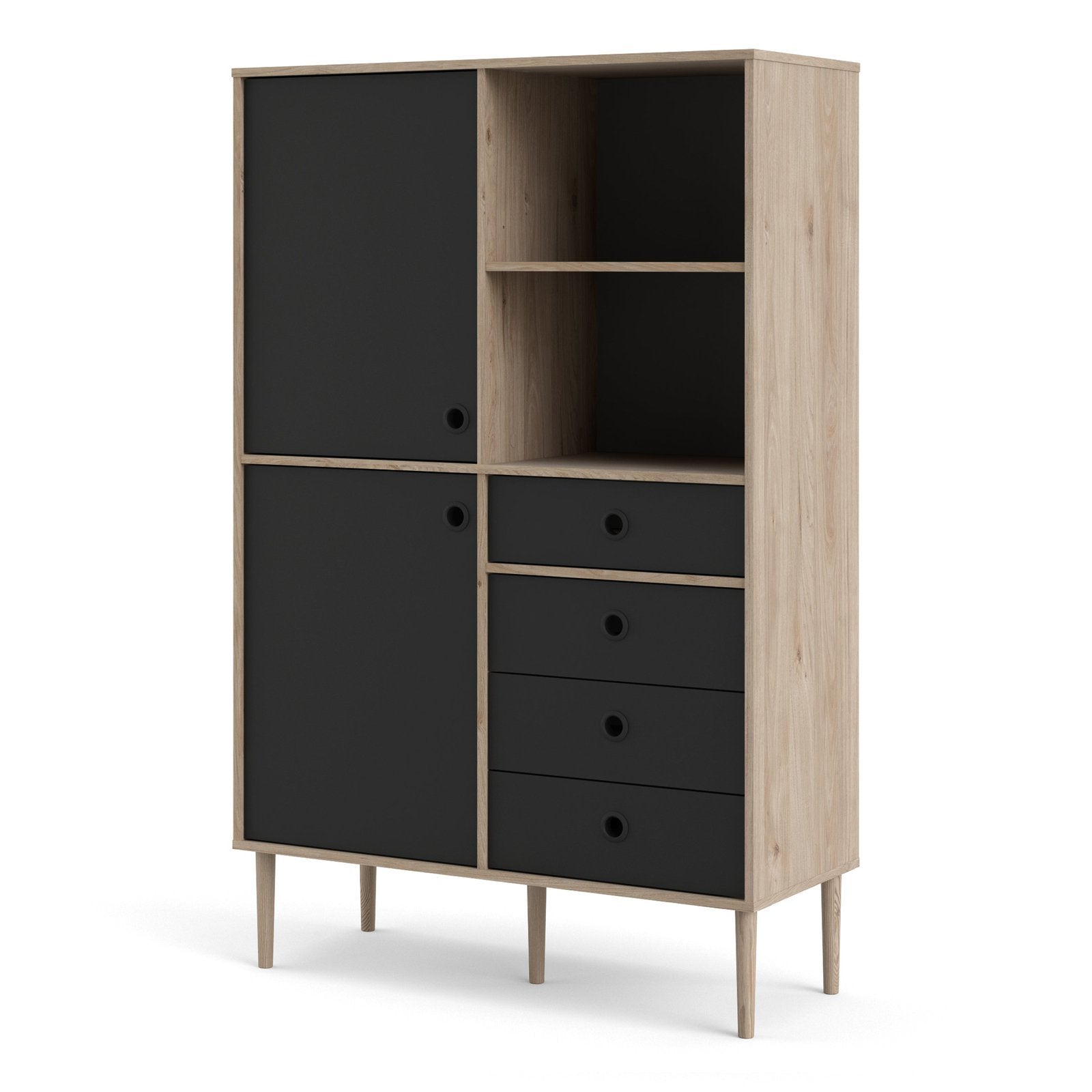 Rome Bookcase with 2 Doors & 4 Drawers in Jackson Hickory Oak
