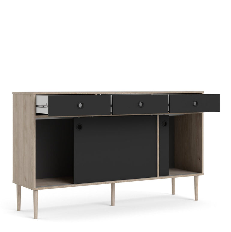 Rome 3 Drawer Sideboard with 2 Sliding Doors in Jackson Hickory Oak