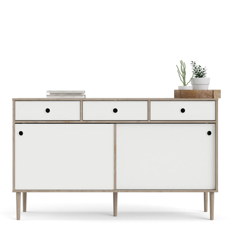 Rome 3 Drawer Sideboard with 2 Sliding Doors in Jackson Hickory Oak