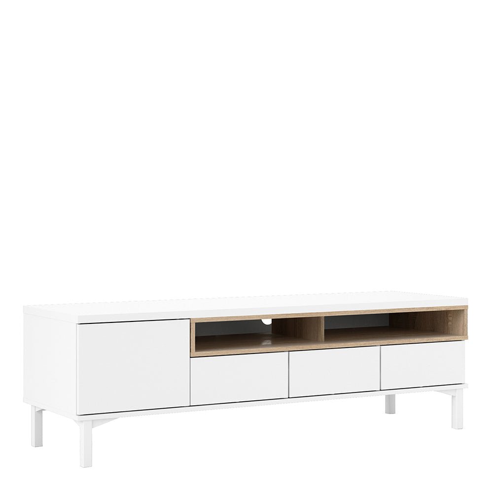 Roomers TV Unit 3 Drawers 1 Door in White and Oak