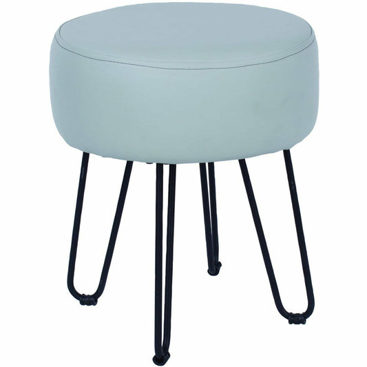 Comfort grey PU upholstered round stool with black metal legs