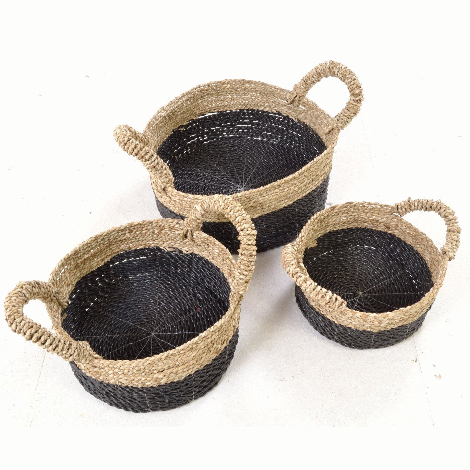 Set of 3 Black Low Baskets