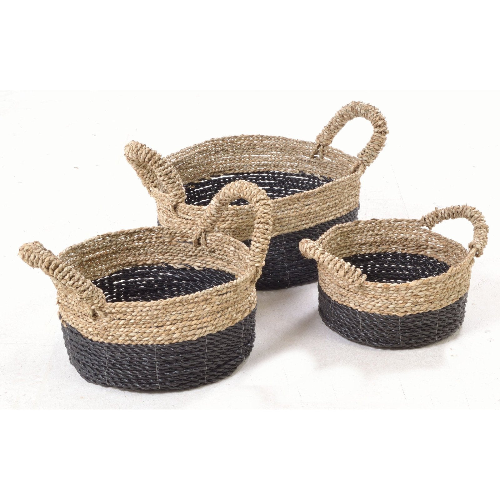Set of 3 Black Low Baskets