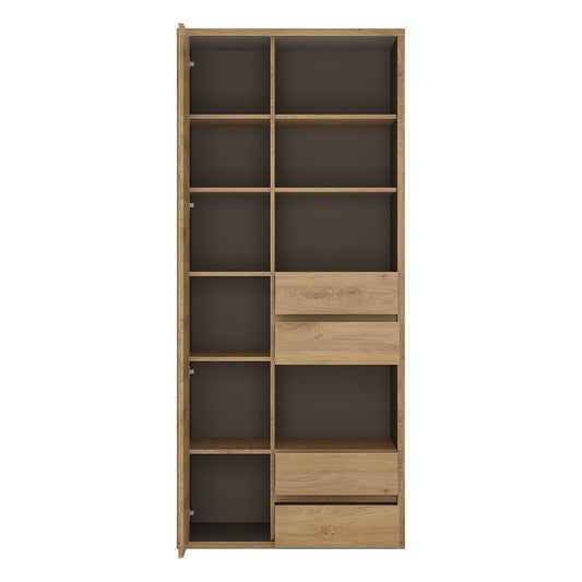Shetland Tall Wide Bookcase with 1 Door & 4 Drawers
