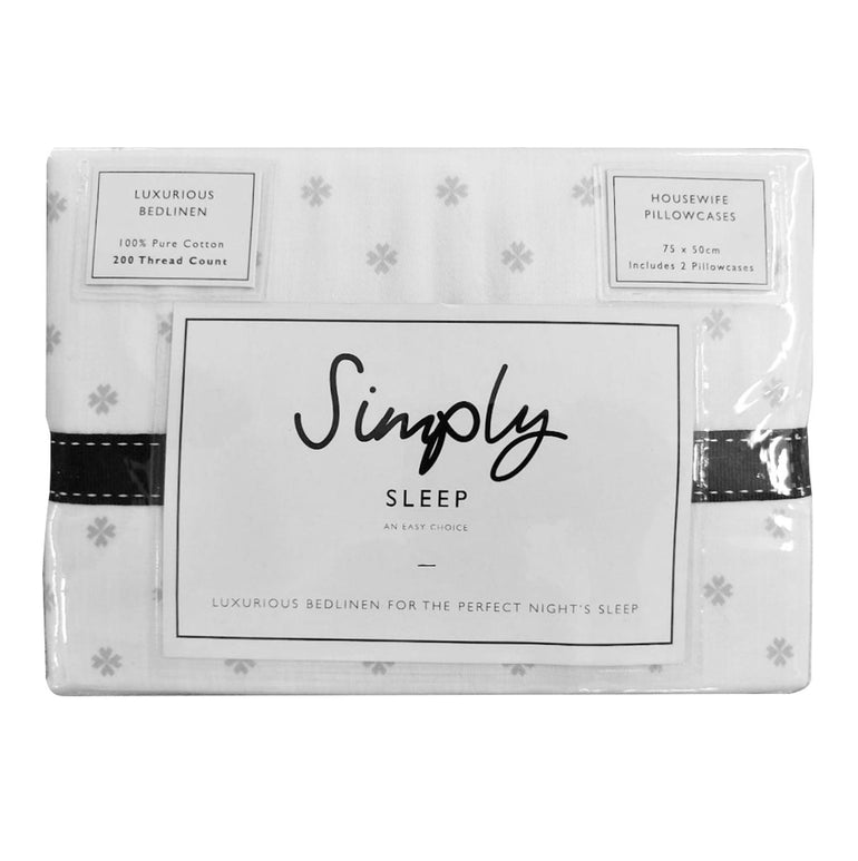 Simply Sleep Ditsy Lace 200tc Pillowcases Pair 100% Cotton - White