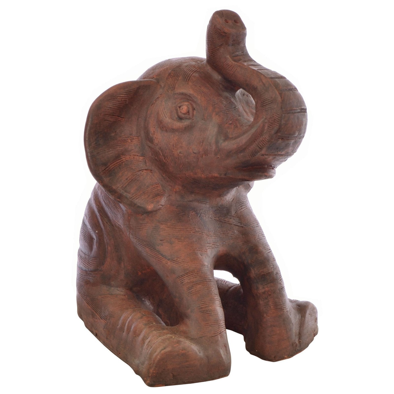 Small Sitting Terracotta Elephant