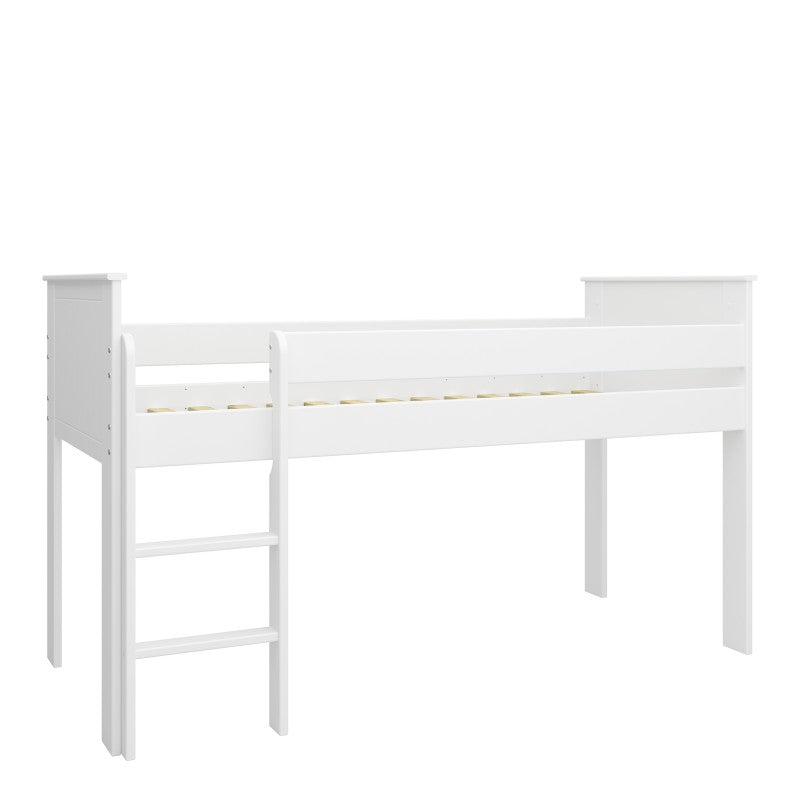 Steens Alba White Mid Sleeper - Space Efficient Design - Solid White MDF