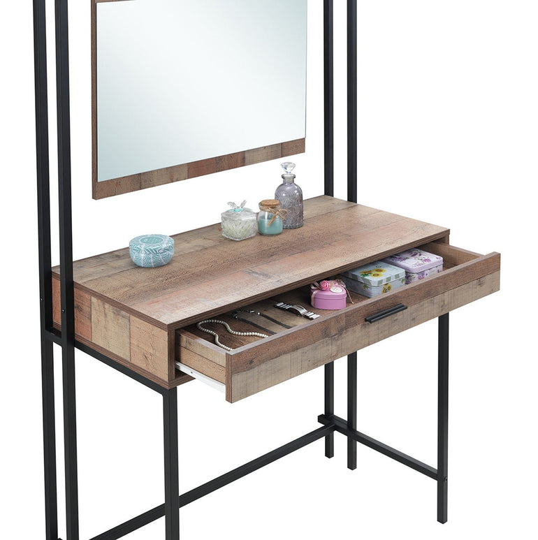 Stretton Dressing Table with Mirror Rustic Oak Panel Effect