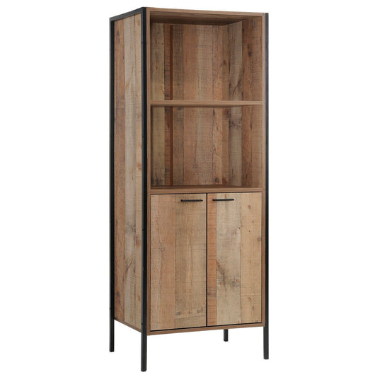 Stretton Storage Bookcase with 2 Doors Rustic Oak Panel Effect
