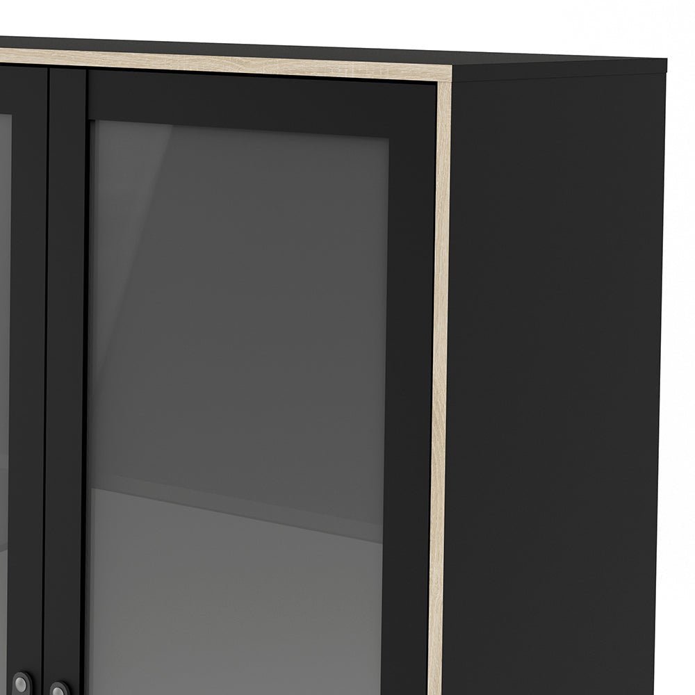 Stubbe China Cabinet with 2 Frame Doors & 3 Drawers in Matt Black Oak