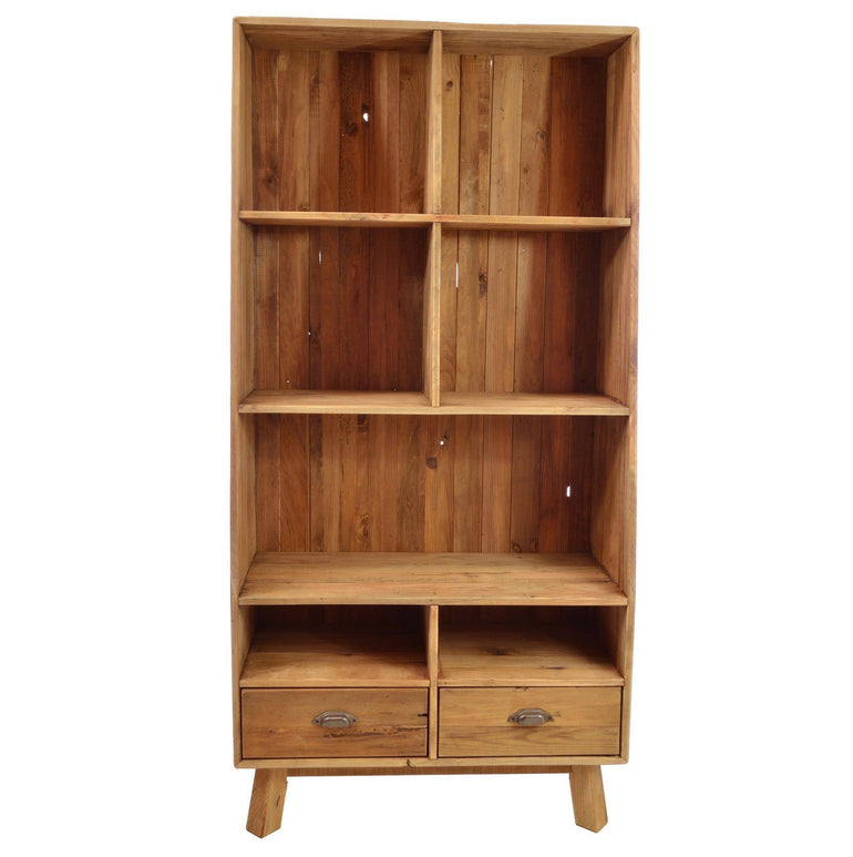 Tall Cube Bookshelf with 2 Drawers