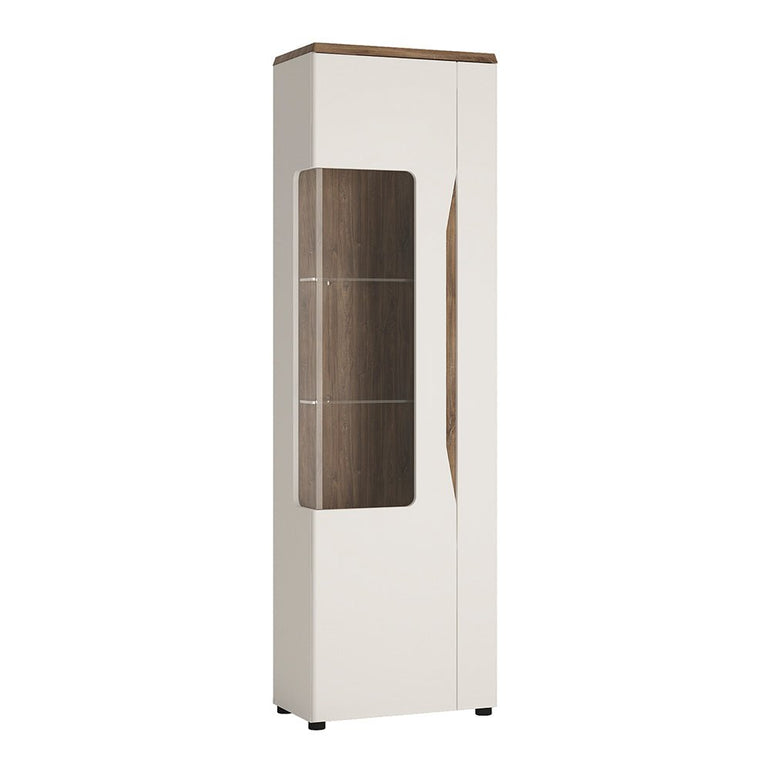 Toledo 1 Door Display Cabinet in Alpine White & Stirling Oak