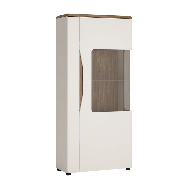 Toledo 1 Door Low Display Cabinet in Alpine White & Stirling Oak