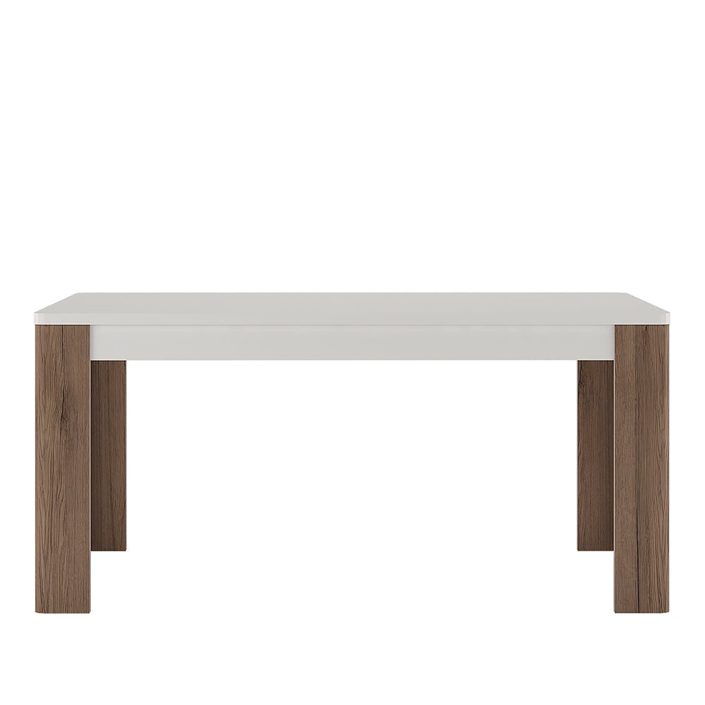 Toronto 160cm Dining Table in High Gloss White with San Remo Oak