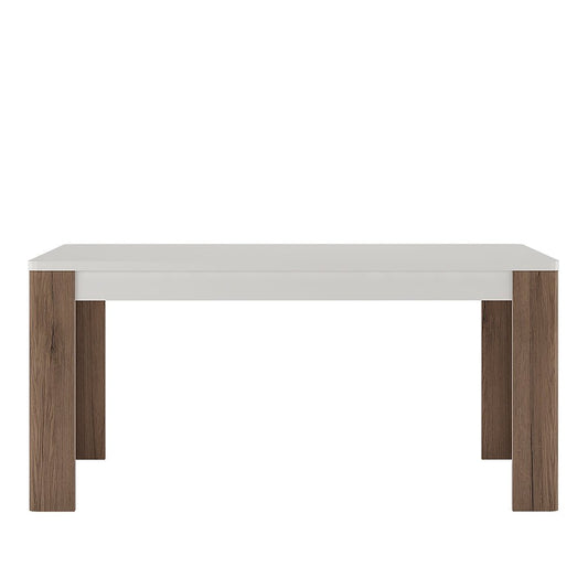 Toronto 160cm Dining Table in High Gloss White with San Remo Oak