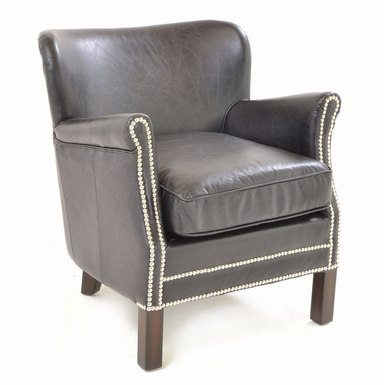 Vintage Black Leather Club Chair