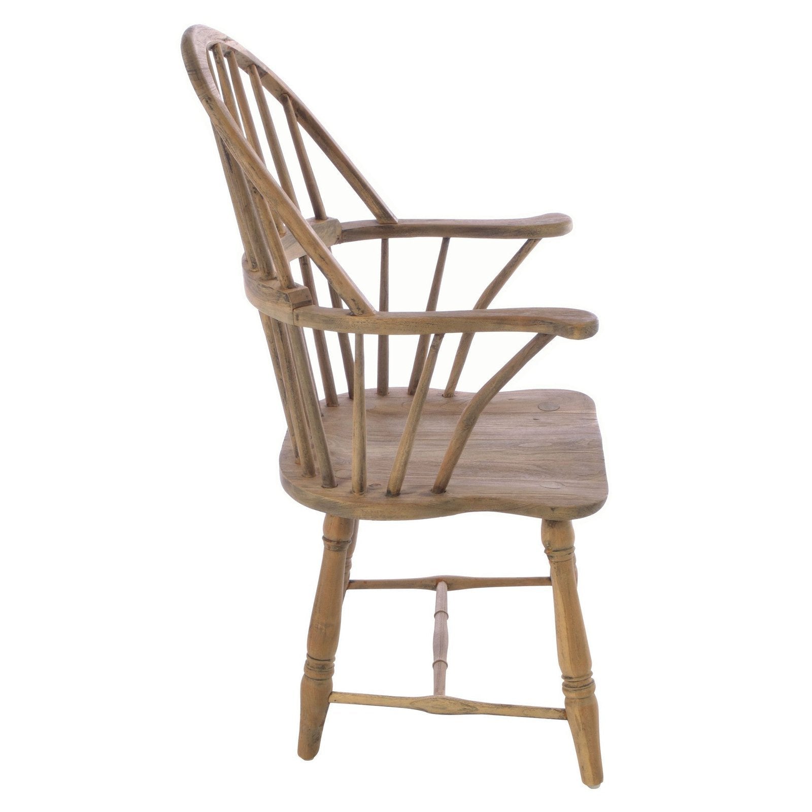 Vintage Continuous Arm Windsor Chair - Solid Mahogany Wood
