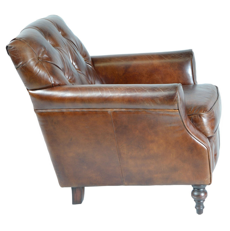 Vintage Leather Chesterfield Button Back Chair