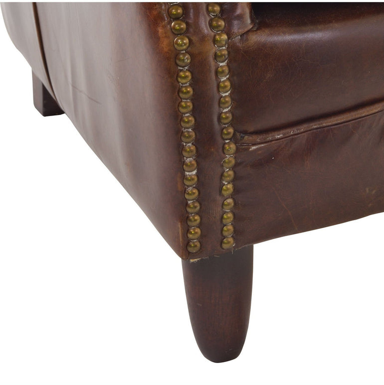 Vintage Leather Studded Front Leather Chair